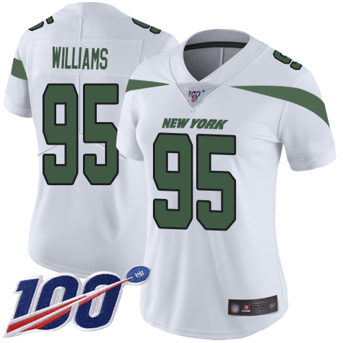 New York Jets Limited White Women Quinnen Williams Road Jersey NFL Football #95 100th Season Vapor Untouchable